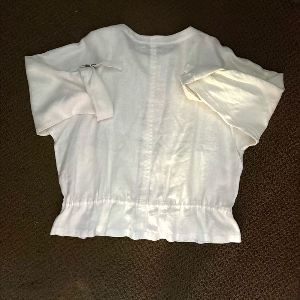 Eileen Fisher White Linen Oversized Jacket Medium - Picture 3 of 6